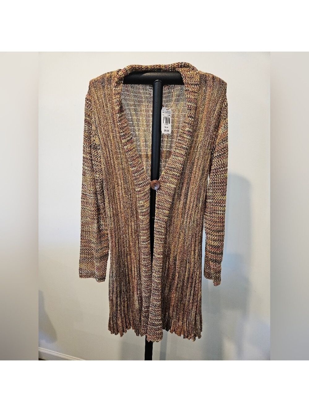 KRAZY KAT NWT WOMEN'S MULTICOLOR METALLIC SPARKLE ONE BUTTON CARDIGAN SIZE SMALL